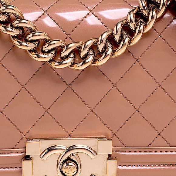 Chanel Metallic Beige Quilted Patent Leather Boy Flap Bag❗️ - Picture 8 of 12